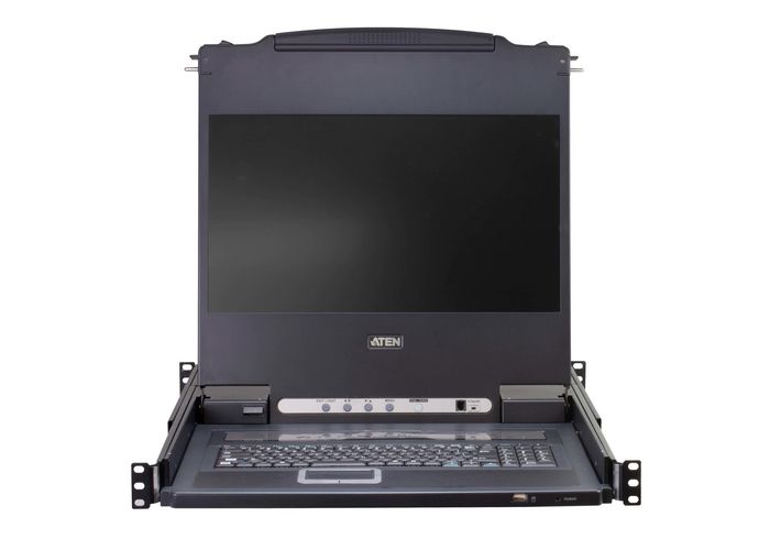 Aten CL5708 KVM Switch PS/2-USB VGA LCD de Carril Único, 8 Puertos, Monitor LED 17", Rack 1U IT