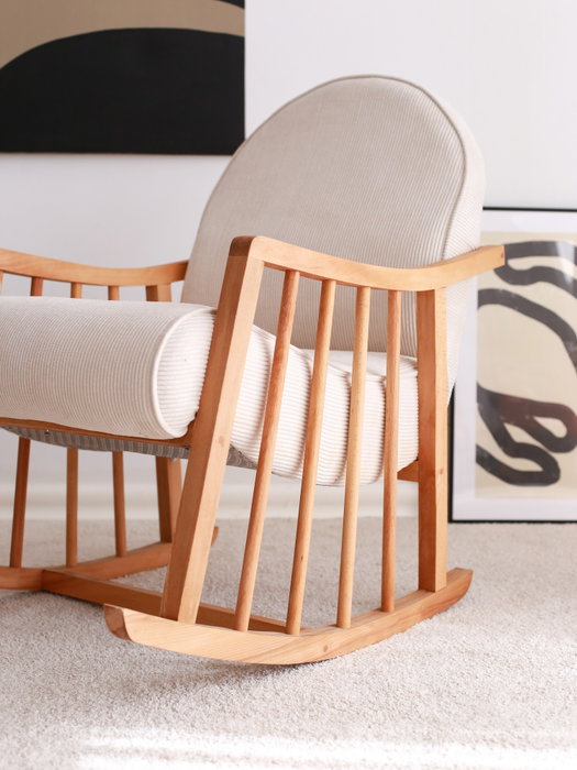 Atelier Del Sofa Silla Alada Terciopelo de Corduroy Blanco, Asiento Comodo para Salon o Dormitorio, 80x68x93 cm