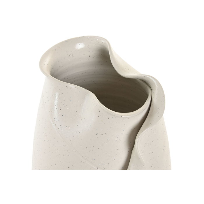 DKD Home Decor Jarrón de Cerámica Hoja Artesanal Blanco