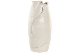 DKD Home Decor Jarrón Blanco Cerámica 21 x 40 x 21 cm Hoja