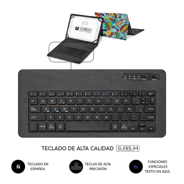 Subblim Funda con Teclado Keytab Pro BT Trendy Comic Multicolor