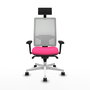 PIQUERAS Y CRESPO Silla de oficina Horna Rosa y Blanco con mecanismo Sincro