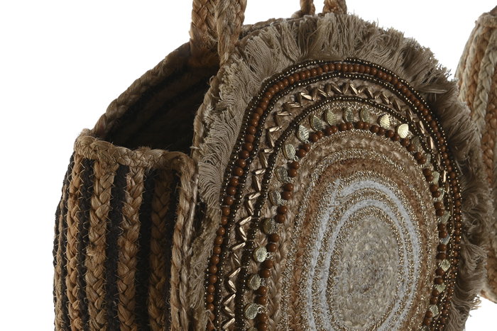 DKD Home Decor Bolso Mediterraneo Crema Marron Yute Polyester 2 Unidades 11 x 36 x 36 cm DKD Home Decor Bolso Mediterraneo Crema Marron Yute Polyester 2 Unidades 11 x 36 x 36 cm