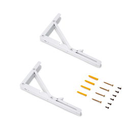 Emuca Juego de soportes plegables para estante, longitud 303mm, Acero, Pintado blanco