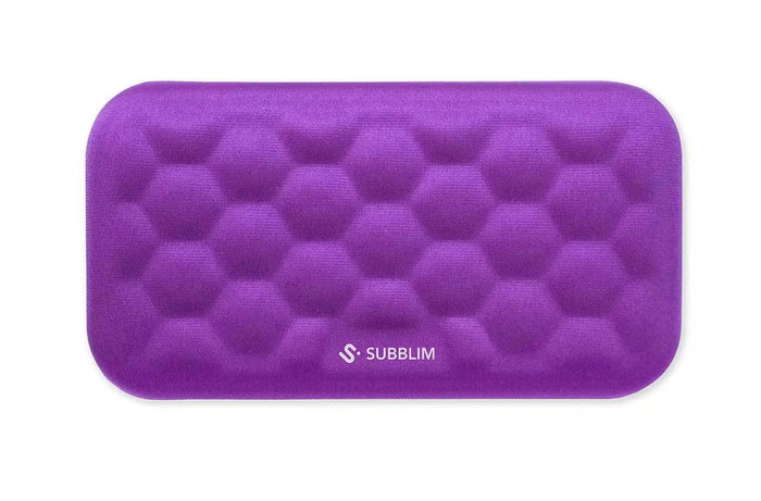 SUBBLIM SUBMP-04E042 Set de Reposamuñecas Ergonómico - Descanso para Muñecas Teclado y Ratón, Tecnología AirPadding, Espuma de Memoria, Algodón, Color Púrpura