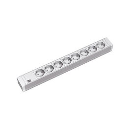 Bachmann 333.601 Regleta 8 Tomas con 8 Enchufes Schuko, 2 m Cable, 3680W Max, 16A, IP20, Interior, Color Gris
