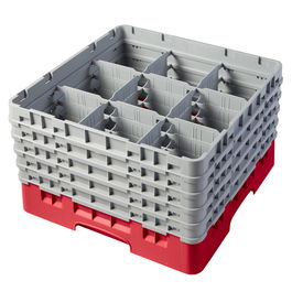 CAMBRO - 9S958-167 - Cesta de lavado 9 comp. 5 alturas - 14,8 cm Ø máx. - alt. máx. 25,8 cm - 50 x 50 x 30,8 cm - Castaño