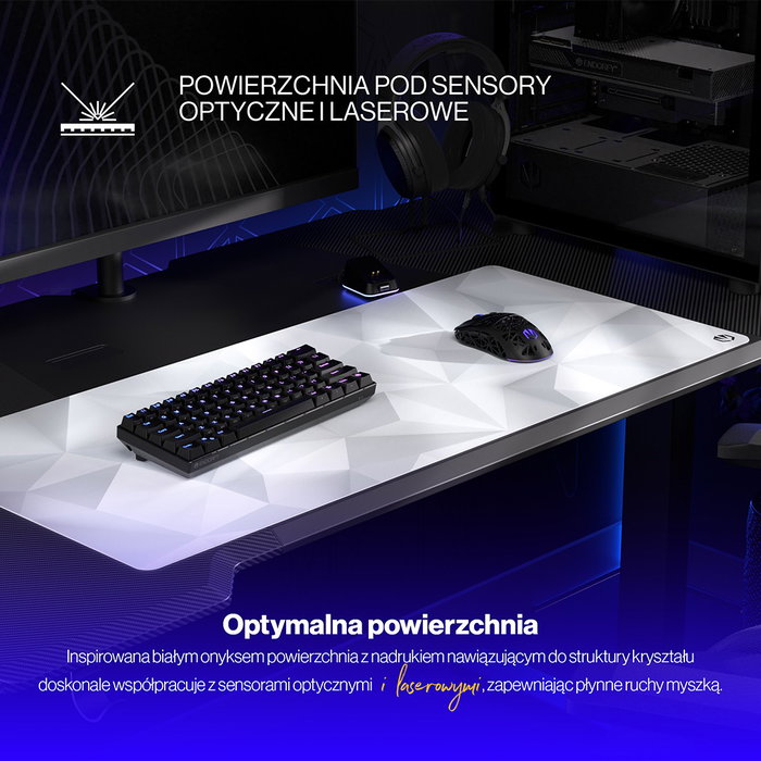 Endorfy Alfombrilla Crystal Onyx White XL Gaming Blanco/Gris EY6B010