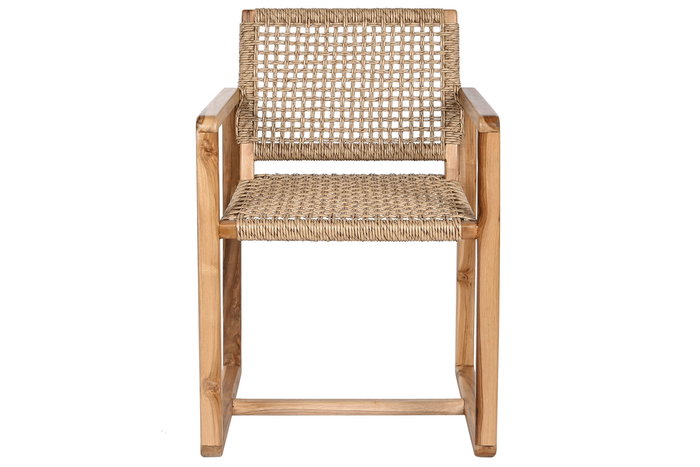 DKD Home Decor Silla Natural de Teca y Ratán 53 x 83 x 54 cm