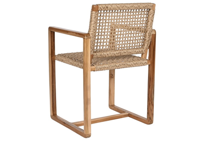 DKD Home Decor Silla Natural de Teca y Ratán 53 x 83 x 54 cm
