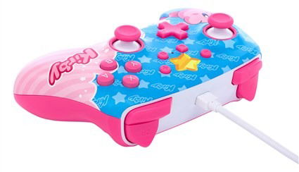 Power A Mando con Cable Nintendo Switch Kirby NSGP0067-01 Mejorado con Cable USB-C de 3 Metros