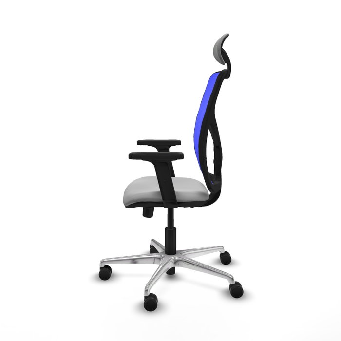 PIQUERAS Y CRESPO Silla de oficina Motilla con mecanismo Sincro/Traslack, Gris claro y Azul