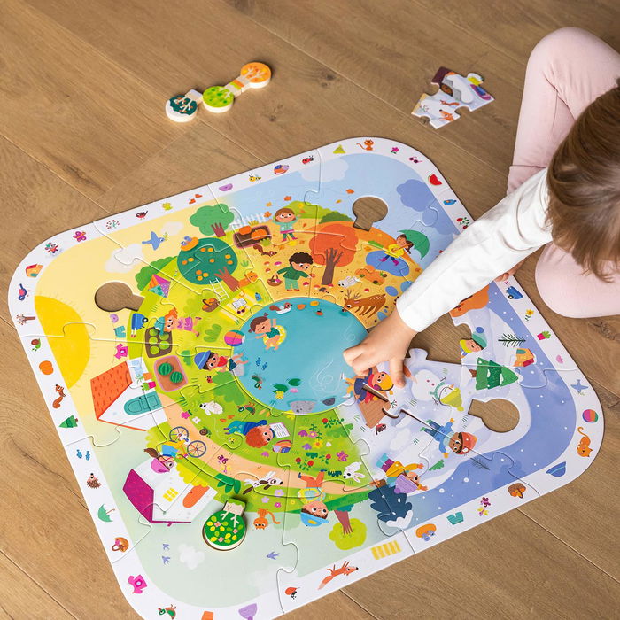 GOULA Puzzle XXL Estaciones del Año, 29 Piezas de Madera Educativo para Niños +3 Años, 1110100764
