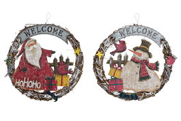 DKD Home Decor Decoración Luminosa LED Papá Noel y Muñeco de Nieve, Pack de 2