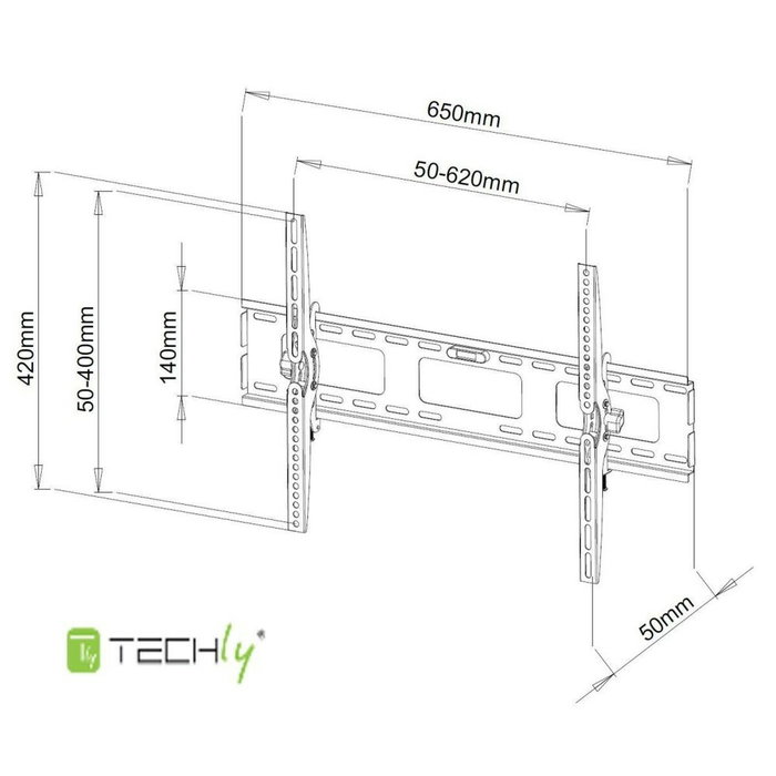 Techly ica-plb 131l soporte de pared para pantalla plana 165,1 cm (65") negro