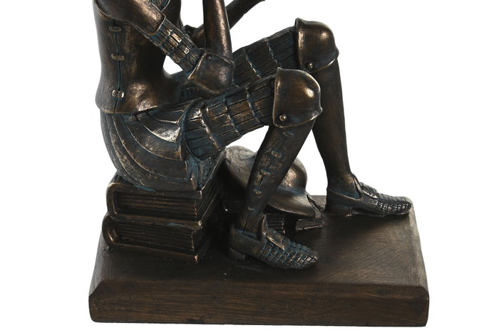 DKD Home Decor Figura de Resina Don Quijote con Libro Cobrizo