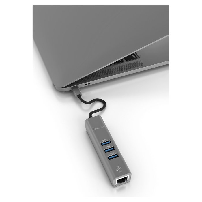 Terratec Connect C2 Adaptador USB-C a USB 3.2 y LAN