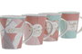 DKD Home Decor Taza Scandi Azul Celeste Naranja Porcelana 350ml (12 Unidades) 9 x 11 x 12 cm