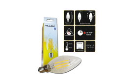 TALOX Bombilla LED Filamento Vela C-37 E14 4W 3000K 400 Lumen