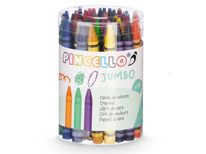 Pincello Bote Cera Crayon 48 Piezas Colores Surtidos 6.5x9x6.5 cm (Set de 48)