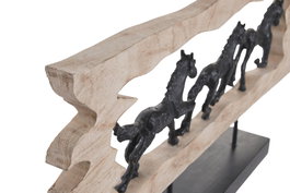 DKD Home Decor Figura de Caballos en Mango y Resina Natural/Negro