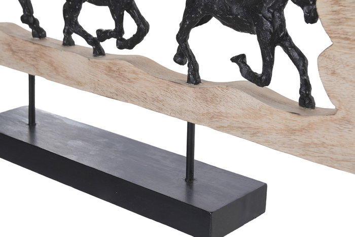 DKD Home Decor Figura de Caballos en Mango y Resina Natural/Negro