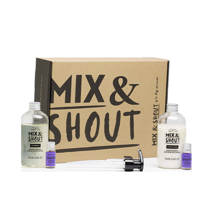 Mix & Shout RUTINA RIZADO PROTECTOR LOTE Set de Peluquería 4 Piezas Champú y Acondicionador Vegano con Bakuchiol para Cabello Rizado Fragancia Anís y Canela Mix & Shout RUTINA RIZADO PROTECTOR LOTE Set de Peluquería 4 Piezas Champú y Acondicionador Vegano con Bakuchiol para Cabello Rizado Fragancia Anís y Canela