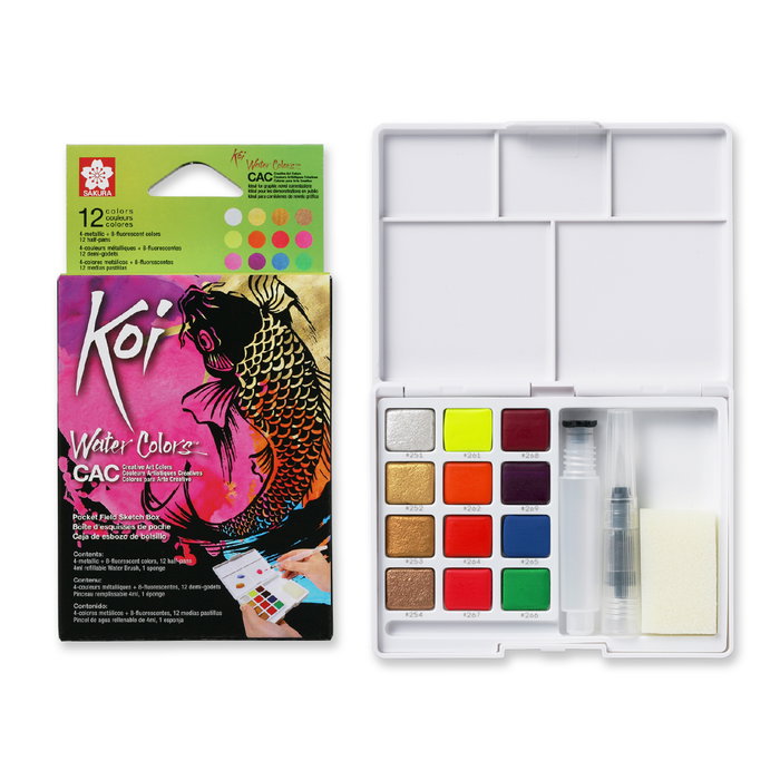 Sakura Koi Water Colors Pocket Field Sketch Box con 12 medias pastillas Sakura Koi Water Colors Pocket Field Sketch Box con 12 medias pastillas