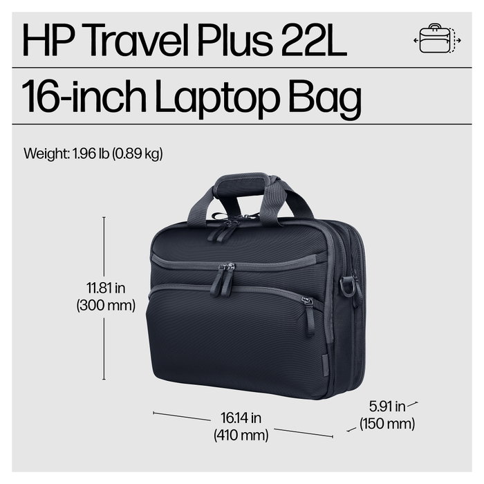 HP Travel Plus 22L Maletín para Portátil 16 Pulgadas Azul Grafito HP Travel Plus 22L Maletín para Portátil 16 Pulgadas Azul Grafito