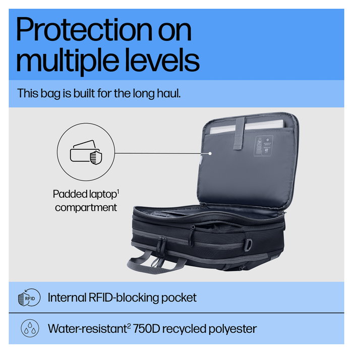 HP Travel Plus 22L Maletín para Portátil 16 Pulgadas Azul Grafito HP Travel Plus 22L Maletín para Portátil 16 Pulgadas Azul Grafito
