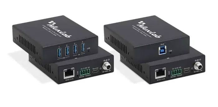 MUXLAB Kit Extensor USB 3.2 Gen1 de 4 Puertos, 100m - Modelo 500530 - Conectividad USB 5 Gbps, Extensión por Cable Cat6a, Plug & Play