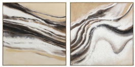 DKD Home Decor Set de 2 Cuadros Abstractos de Yute y PS en Beige y Blanco