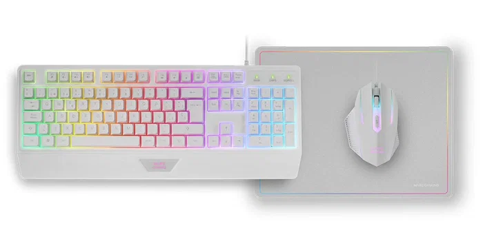 Mars gaming MCP124 Combo Gaming 3 en 1 con Teclado H-Mech RGB, Ratón RGB y Alfombrilla Rainbow