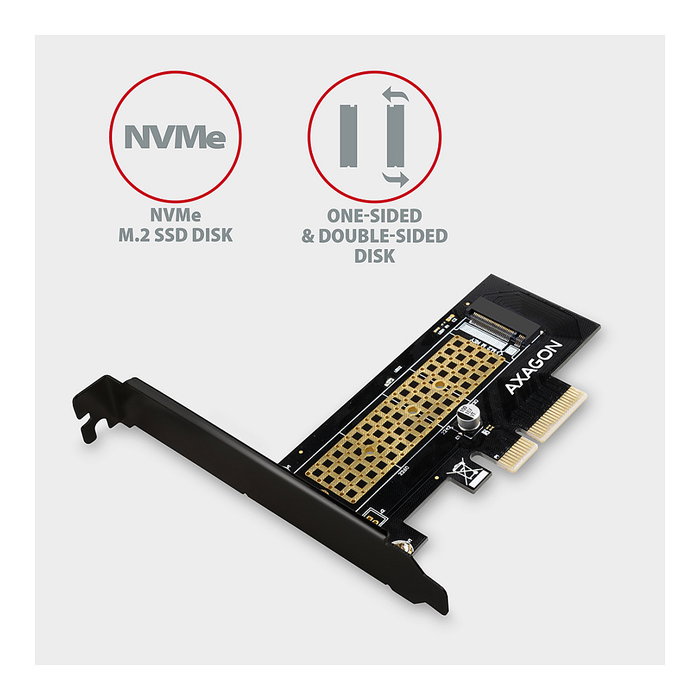 Axagon PCEM2-N Adaptador PCIe-3.0-x4 para 1x M.2-NVMe-SSD hasta 2280