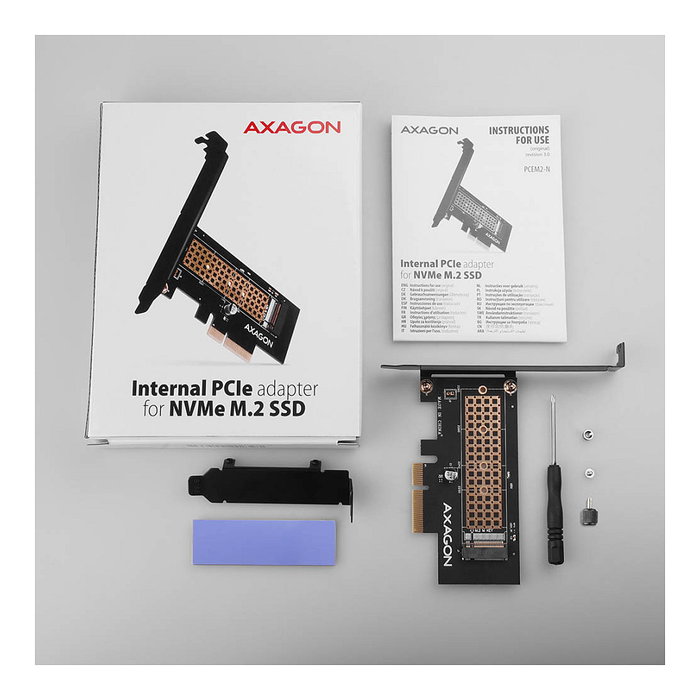 Axagon PCEM2-N Adaptador PCIe-3.0-x4 para 1x M.2-NVMe-SSD hasta 2280