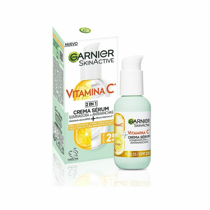 Garnier Vitamina C Crema Sérum 2en1 Iluminadora + Anti-manchas SPF 25 Garnier Vitamina C Crema Sérum 2en1 Iluminadora + Anti-manchas SPF 25