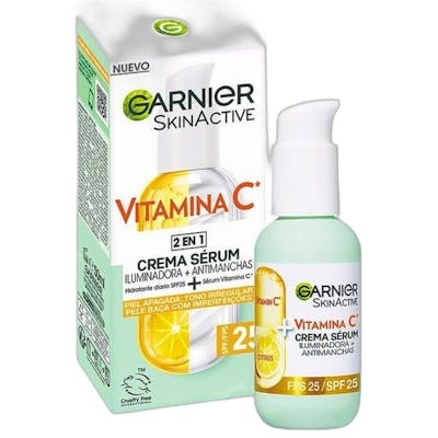 Garnier Vitamina C Crema Sérum 2en1 Iluminadora + Anti-manchas SPF 25 Garnier Vitamina C Crema Sérum 2en1 Iluminadora + Anti-manchas SPF 25