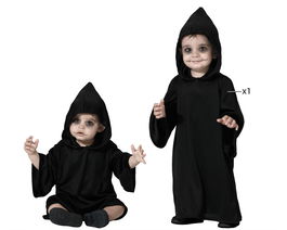 Disfraz Bebé Halloween Tenebroso Con Mono Negro Y Capucha 12-24 Meses