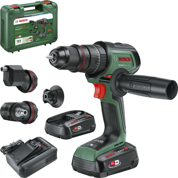 Bosch AdvancedImpact 18V-80 QuickSnap Taladro de impacto inalámbrico con 2 baterías de 2,5 Ah