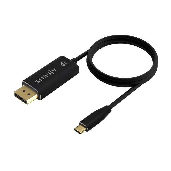 Aisens Cable Conversor Aluminio USB-C a DisplayPort 8K@60Hz, 0,8m, Negro