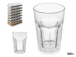 Vivalto Vaso Vidrio Transparente 360 ml - Dimensiones 8.5 x 12 x 8.5 cm (Set de 168)