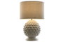 DKD Home Decor Lámpara de Sobremesa de Gres y Lino Blanco con Detalles de Piña