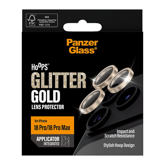 PanzerGlass PanzerGlass Hoops Camera Lens Protector Glitter Gold para iPhone 18 Pro y 18 Pro Max