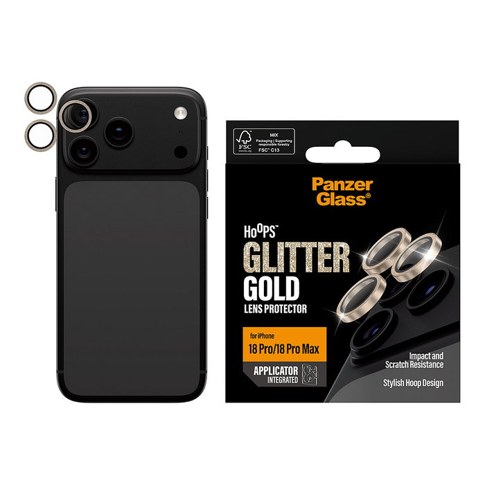 PanzerGlass PanzerGlass Hoops Camera Lens Protector Glitter Gold para iPhone 18 Pro y 18 Pro Max