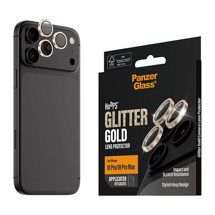 PanzerGlass PanzerGlass Hoops Camera Lens Protector Glitter Gold para iPhone 18 Pro y 18 Pro Max