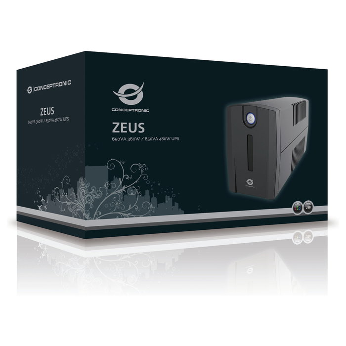 Conceptronic ZEUS01ES 650VA 360W USV con 2 salidas Schuko Conceptronic ZEUS01ES 650VA 360W USV con 2 salidas Schuko