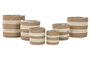 DKD Home Decor Set de 6 Maceteros Seagrass y Yute Natural y Blanco