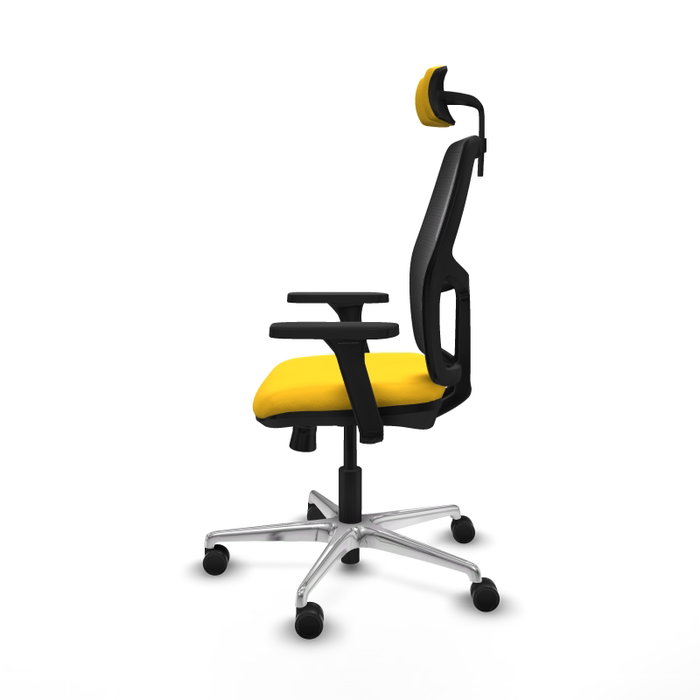 PIQUERAS Y CRESPO Alfera Silla de Oficina con Malla Negra y Asiento Amarillo
