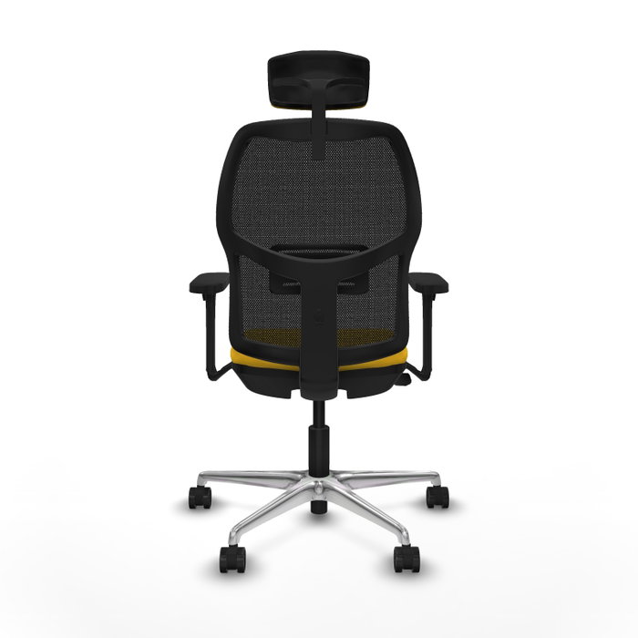 PIQUERAS Y CRESPO Alfera Silla de Oficina con Malla Negra y Asiento Amarillo