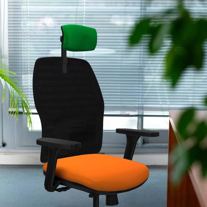 PIQUERAS Y CRESPO Alfera Silla de Oficina con Malla Negra y Asiento Amarillo